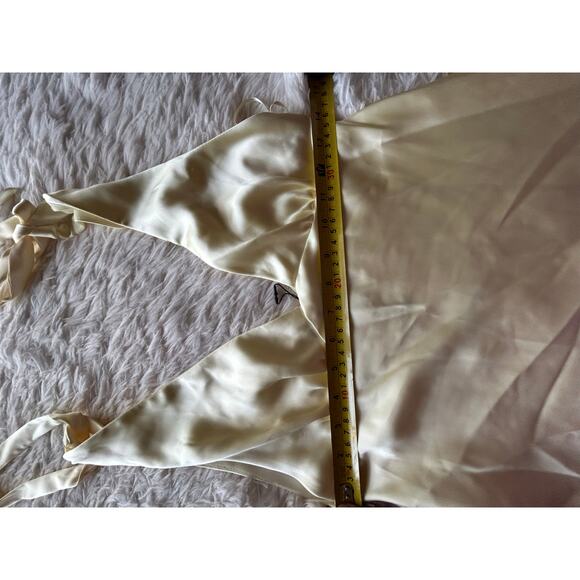 ZARA Satin Slip Dress Cream Ivory Maxi Tie Strap Elegant EU Style Size M - Picture 6 of 9